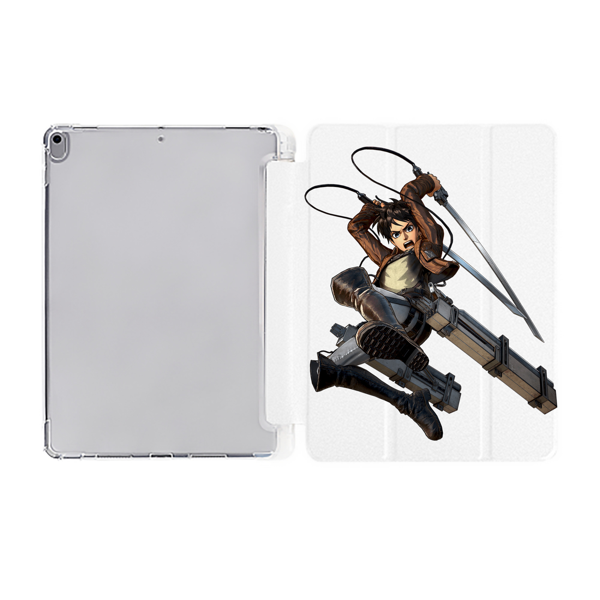 （画像用） 進撃の巨人 エレン･イェーガー Attack on Titan Eren Jäger IPad ケース ペン収納付き 三つ折りスタンド PUレザー×シリコン 対応機種9.5/10.5/10.9インチ